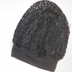 Turban Gather Top Hair Net Snood Crochet Bun Cover Black Polyester
